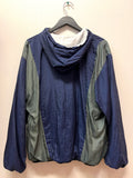 Vintage Givenchy Navy Blue & Green Hooded Windbreaker Jacket Sz L