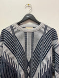Vintage London Fog Blue & Gray Geometric Textured Sweater Sz XL