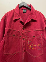 Vintage Karl Kani Maroon Denim Jacket Sz XL