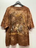 Vintage Horses Stallions Large Graphics Brown Tie Dye T-Shirt Sz XL