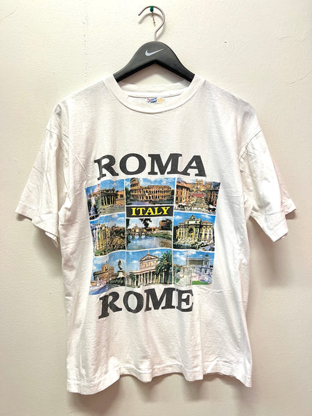 Vintage Rome Italy City Postcard Pictures T-Shirt Sz M