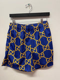 New Bravest Studios Purple Mega G Gucci Print Shorts