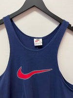 Vintage Nike Large Swoosh Sleeveless Navy Blue T-Shirt Sz L