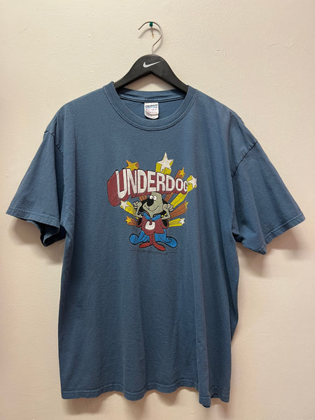 Vintage Underdog Cartoon Superhero Blue T-Shirt Sz XL
