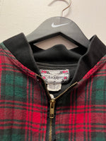 Red & Green Plaid Quilted Zip Up Jacket Sz S