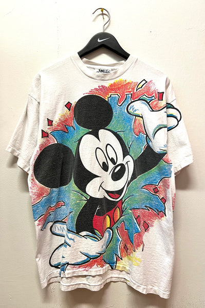 Vintage Mickey Mouse By Jerry Leigh Mickey Mouse All Over Print Front & Back Graphics T-Shirt Sz XL