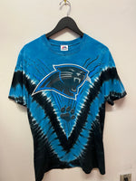 Women's Carolina Panthers Tie Dye Tubular Cropped Tie Dye T-Shirt