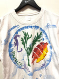 Vintage Tropical Fish Seahorse Dominica Custom Painted T-Shirt Sz L