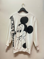 Vintage Mickey Mouse Front & Back All Over Graphics Black & White Crewneck Sweatshirt Sz M