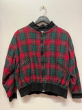 Red & Green Plaid Quilted Zip Up Jacket Sz S