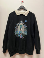 Vintage Bluebird Birdhouse Blue & Pink Flowers Collared Sweatshirt Sz XXL