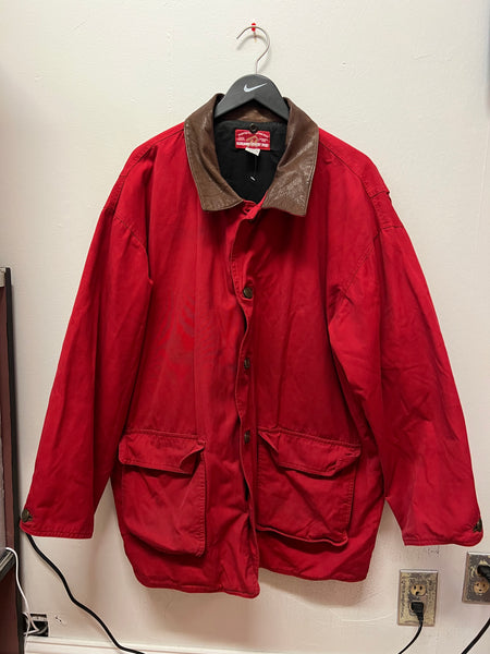 Marlboro County Store Red Jacket with Leather Collar Sz L