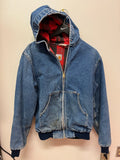 Carhartt Red Buffalo Plaid Flannel Lined Denim Jeans Hooded Zip Up Jacket Sz M