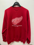 Vintage Detroit Red Wings Embroidered Red Crewneck Sweatshirt Sz XL