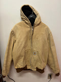 Vintage Carhartt Tan Quilt Lined Hooded Bomber Jacket