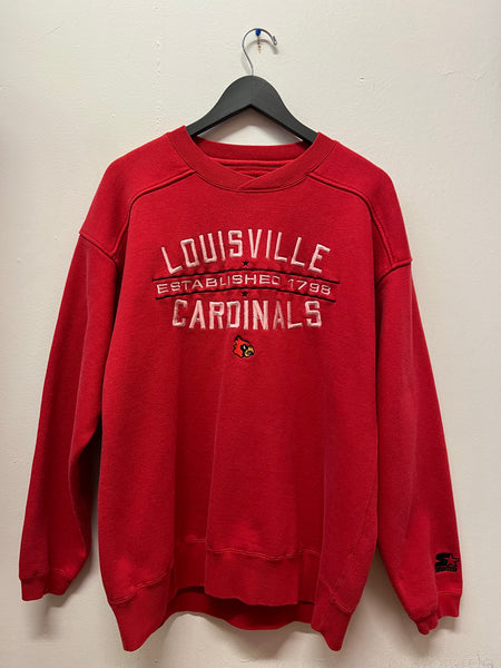 University of Louisville Cardinals Starter Embroidered Crewneck Sweatshirt Sz L