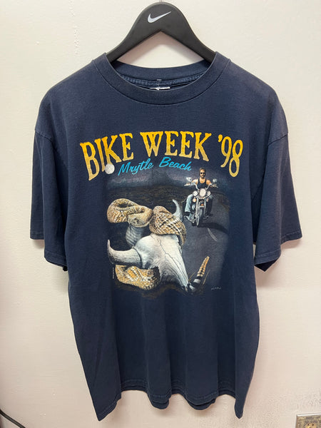 Vintage 1998 Bike Week Myrtle Beach Longhorn Snake T-Shirt Sz XL