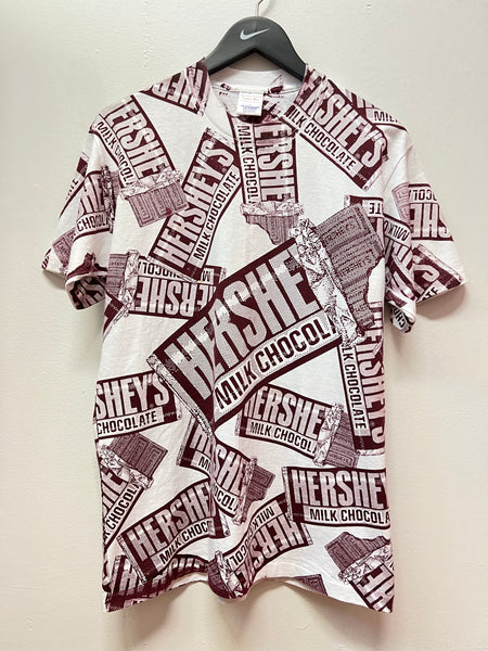 Vintage Hershey Milk Chocolate Bar All Over Front & Back Graphics T-Shirt Sz L