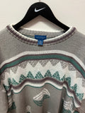 Vintage Geometric Pattern Gray & Green Oversized Sweater Sz XL