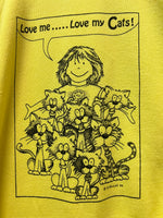 Vintage Love Me…..Love My Cats Yellow Crewneck Sweatshirt Sz M