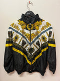 Vintage Baroque “Versace Style” Black & Gold Windbreaker Jacket Sz M