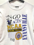 Vintage 1992 University of Evansville Purple Aces NCAA Basketball Screen Stars T-Shirt Sz M/L