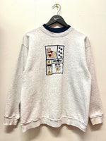 Vintage Cat & Mouse Embroidered Gray Sweatshirt Sz L