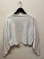 IU Indiana University Plaid Appliqué Embroidered Gray Cropped Sweatshirt Sz XL