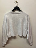 IU Indiana University Plaid Appliqué Embroidered Gray Cropped Sweatshirt Sz XL