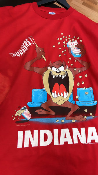 Vintage 1993 IU Indiana Hoosiers Taz Looney Tunes Cheering T-Shirt Sz XL