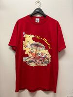 Vintage Mickey & Co Go Pluto! Beach, Seagulls, Turtle, Bird Large Graphics Red T-Shirt Sz L