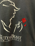 Vintage Beauty and the Beast Broadway Musical Embroidered Rose T-Shirt Sz XL