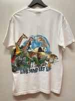 Vintage Live and Let Live Wildlife Animals Earth Front & Back Graphics T-Shirt Sz L