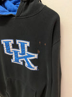 UK University of Kentucky Embroidered Black with Blue Hood Hoodie Sz L