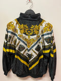 Vintage Baroque “Versace Style” Black & Gold Windbreaker Jacket Sz M