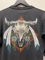 Vintage 1989 Buffalo Skull Southwestern Long Sleeve Henley T-Shirt Sz M
