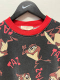 Vintage Taz Looney Tunes All Over Graphics Ringer Crewneck Sweatshirt Kid Size