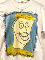 Vintage Smiling Face Illustration Panorama Boutique T-Shirt Sz M