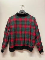 Red & Green Plaid Quilted Zip Up Jacket Sz S
