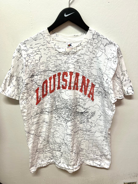 Vintage Louisiana Map T-Shirt Sz L