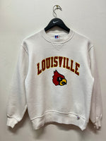 Vintage University of Louisville Cardinals White Russell Athletic Crewneck Sweatshirt Sz M