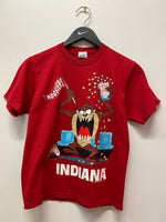 Vintage IU Indiana University Hoosiers Taz Looney Tunes Cheering T-Shirt Sz Kids 14-16