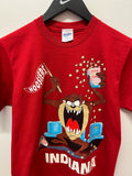 Vintage IU Indiana University Hoosiers Taz Looney Tunes Cheering T-Shirt Sz Kids 14-16