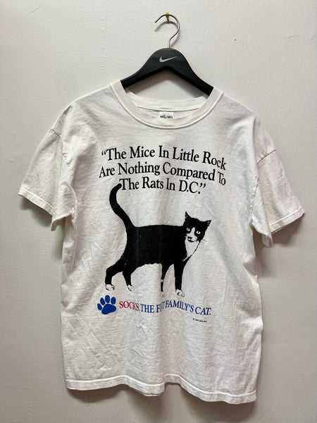 Vintage 1993 “The Mice in Little Rock Are Nothing Compared to the Rats in D.C.” Socks The First Family Cat T-Shirt Sz L