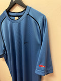 Vintage Nike Gray Tag Small Swoosh Logo Blue T-Shirt Sz XXL