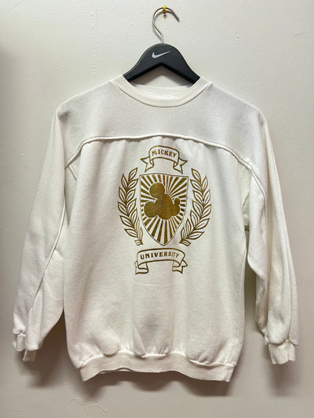 Vintage Mickey University White Crewneck Sweatshirt Sz S/M