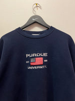 Vintage Purdue University American Flag Embroidered Sweatshirt Sz XL