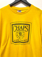 Vintage Chaps Ralph Lauren Large Logo Yellow T-Shirt Sz XL