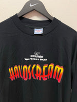 Vintage 90s Kentucky Kingdom Amusement Park Halloscream Roller Coaster Long Sleeve T-Shirt Sz XL