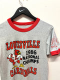 Vintage University of Louisville Cardinals 1986 National Champs T-Shirt Sz S/M